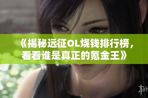 《揭秘远征OL烧钱排行榜，看看谁是真正的氪金王》