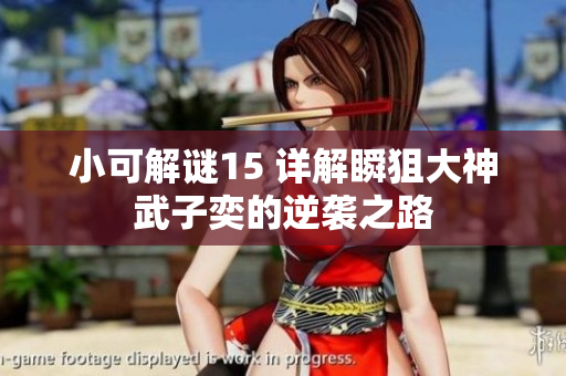 小可解谜15 详解瞬狙大神武子奕的逆袭之路