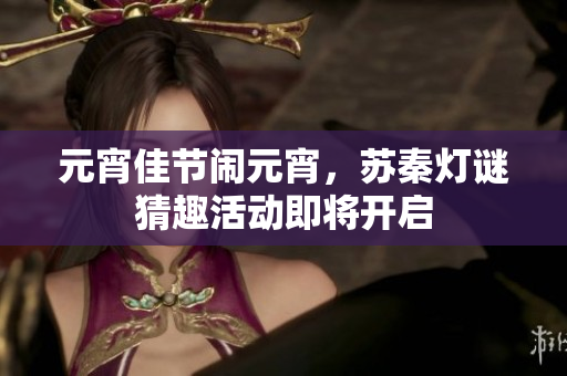 元宵佳节闹元宵，苏秦灯谜猜趣活动即将开启