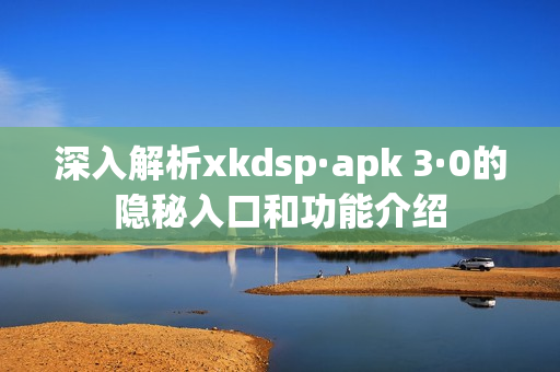 深入解析xkdsp·apk 3·0的隐秘入口和功能介绍